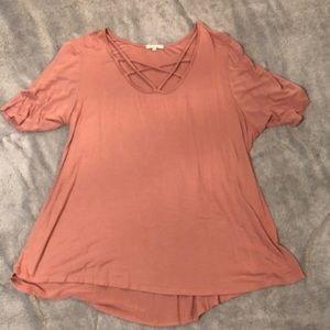 Pink tee with string design